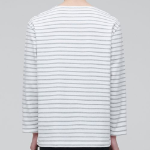 Stripe Boat Neck Long Sleeve T-Shirt [Ivory/Grey]