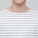 Stripe Boat Neck Long Sleeve T-Shirt [Ivory/Grey]