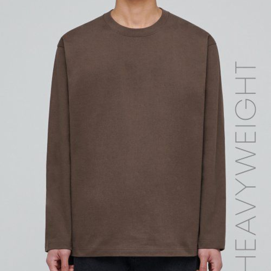 Heavyweight Relaxed Crew Neck Long Sleeve T-Shirt [Brown]