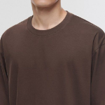 [Premium] Silket Relaxed Crew Neck Long Sleeve T-Shirt [Dark Brown]