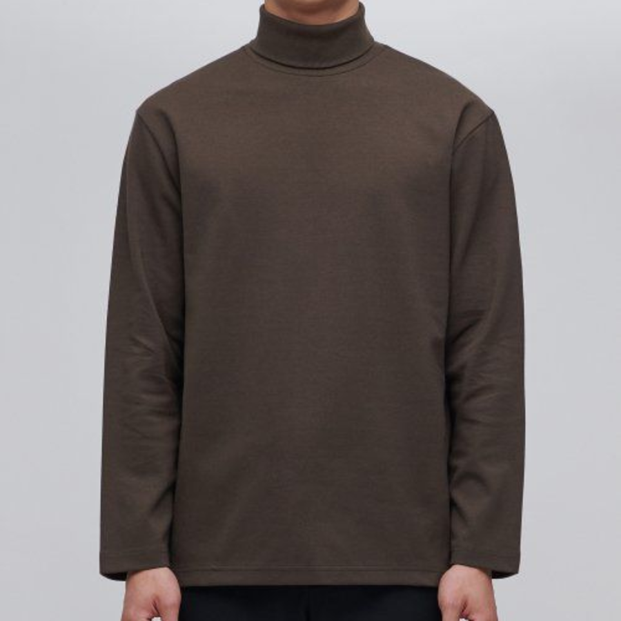 Ponte Turtle Neck Long Sleeve T-Shirt [Dark Brown]