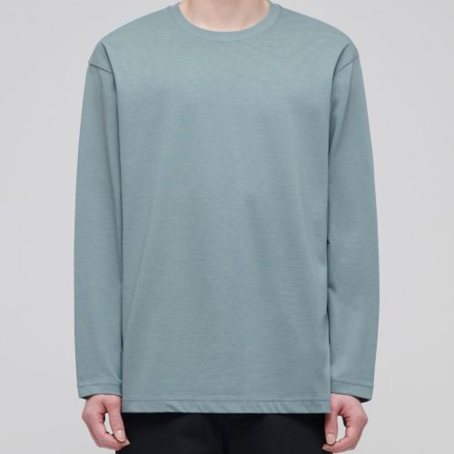 [Cool Standard] Crew Neck Long Sleeve T-Shirt [Dusty Mint]