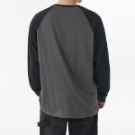 Relaxed Rib Cuffs Raglan Long Sleeve T-Shirt [Gunmetal/Black]