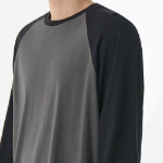 Relaxed Rib Cuffs Raglan Long Sleeve T-Shirt [Gunmetal/Black]
