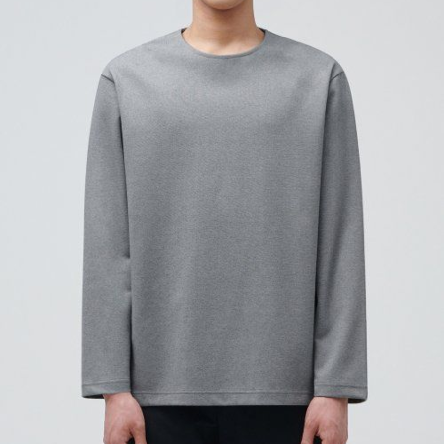 Ponte Crew Neck Long Sleeve T-Shirt [Melange Grey]