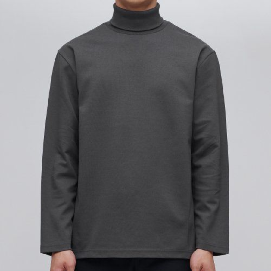 Ponte Turtle Neck Long Sleeve T-Shirt [Dark Grey]