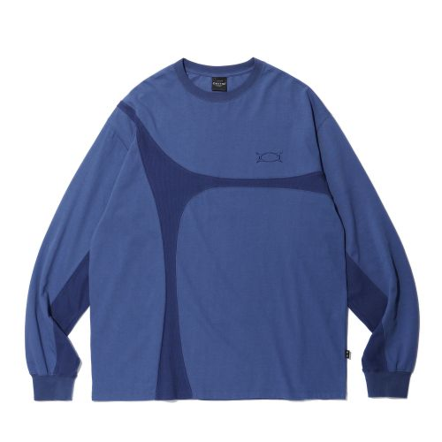 WORMHOLE Incision Long Sleeve T-Shirt [Blue]