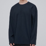 [Premium] Silket Oversized Crew Neck Long Sleeve T-Shirt [Navy]