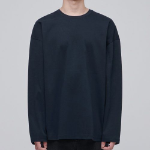 [Premium] Silket Oversized Crew Neck Long Sleeve T-Shirt [Navy]