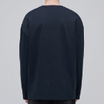 [Premium] Silket Oversized Crew Neck Long Sleeve T-Shirt [Navy]