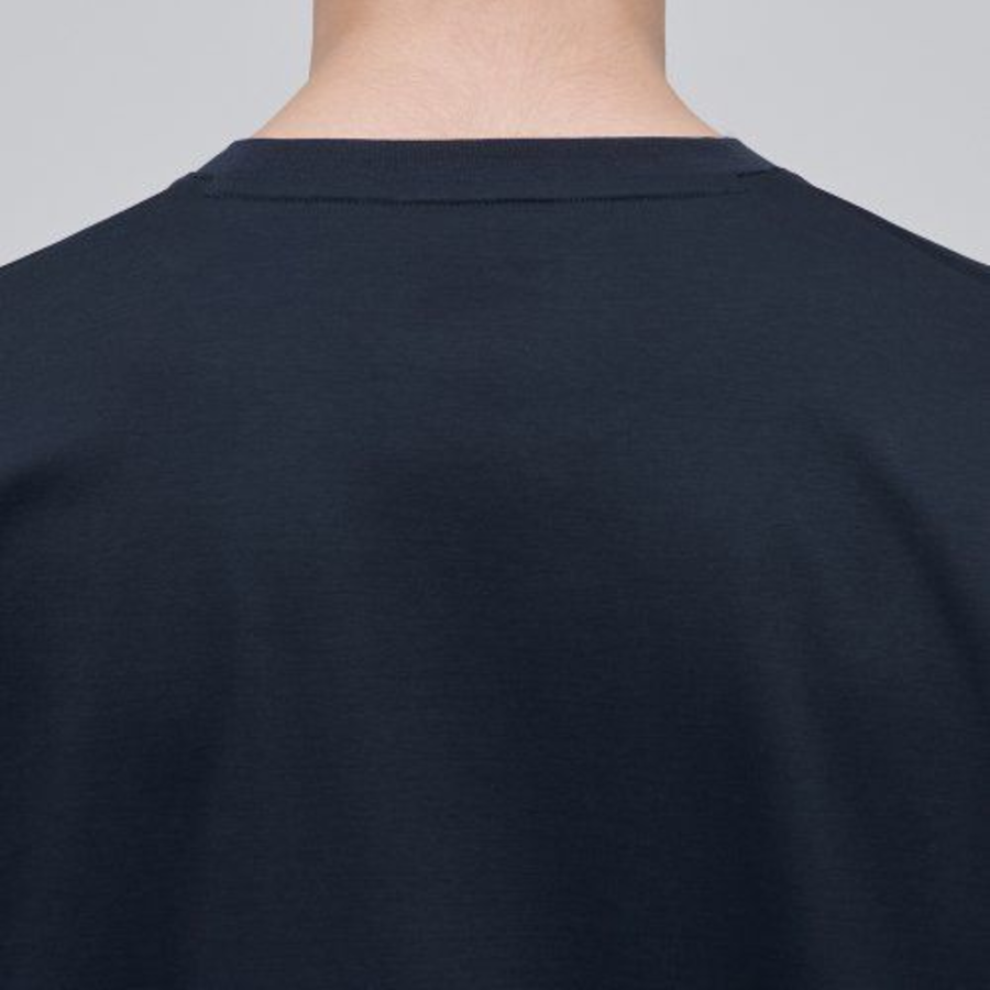 [Premium] Silket Oversized Crew Neck Long Sleeve T-Shirt [Navy]