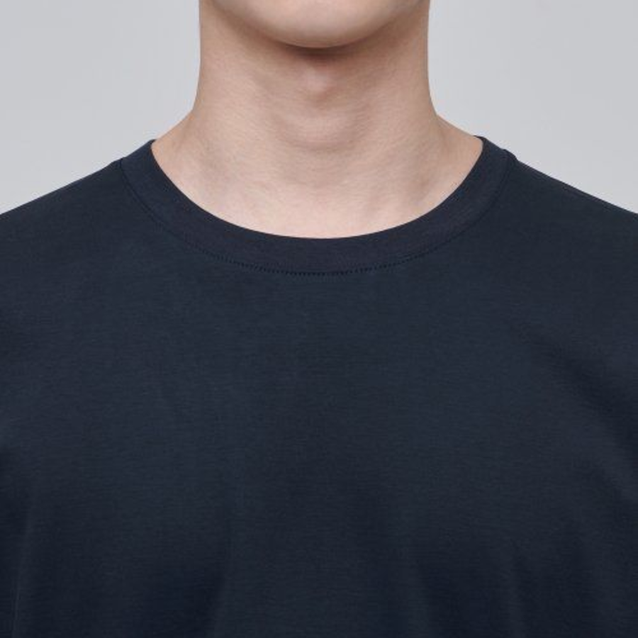 [Premium] Silket Oversized Crew Neck Long Sleeve T-Shirt [Navy]