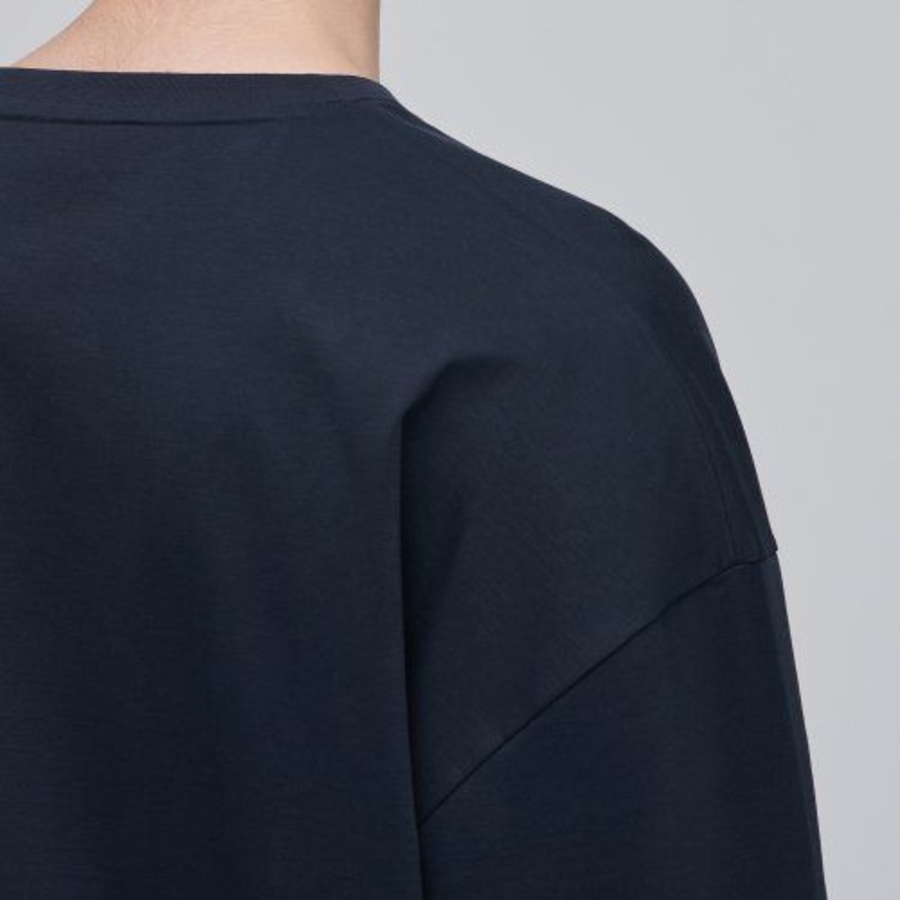 [Premium] Silket Oversized Crew Neck Long Sleeve T-Shirt [Navy]
