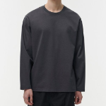 [Premium] Silket Relaxed Crew Neck Long Sleeve T-Shirt [Dark Grey]