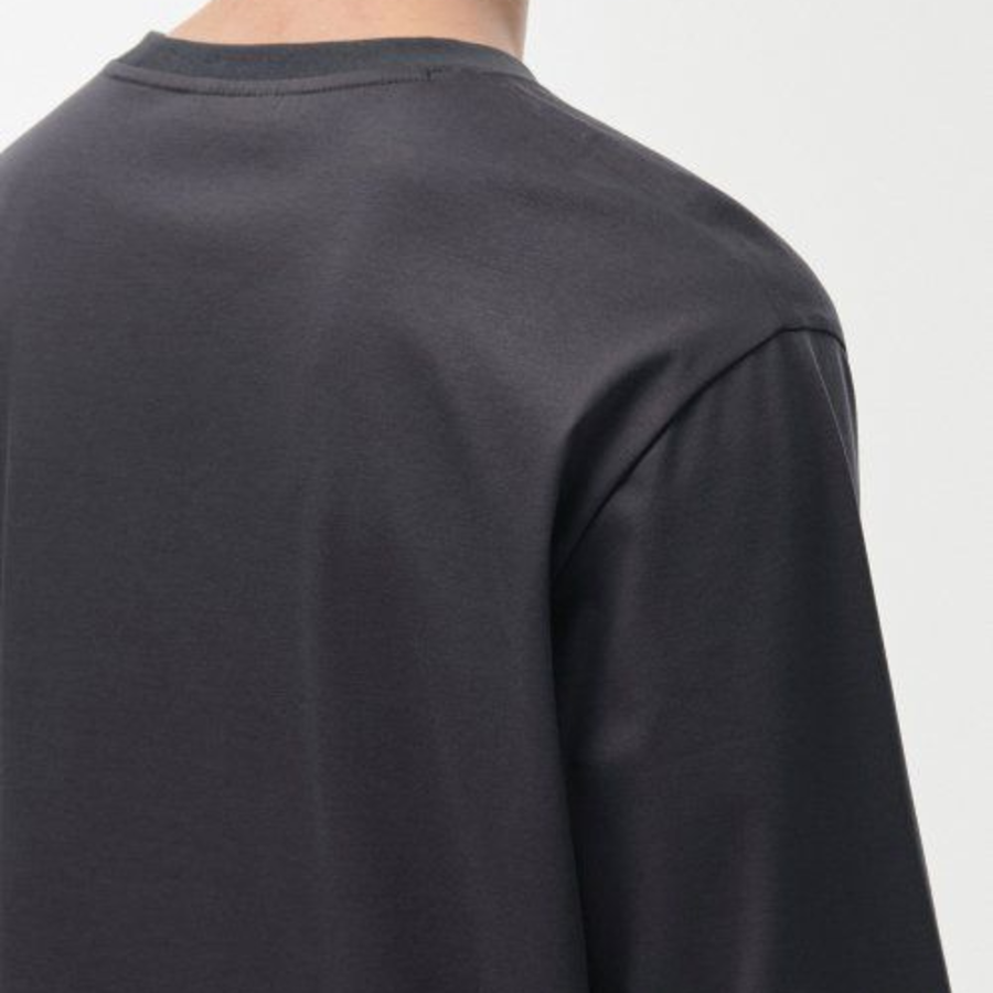[Premium] Silket Relaxed Crew Neck Long Sleeve T-Shirt [Dark Grey]