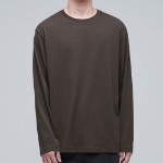 [Cooltandard] Crew Neck Long Sleeve T-Shirt [Dark Brown]