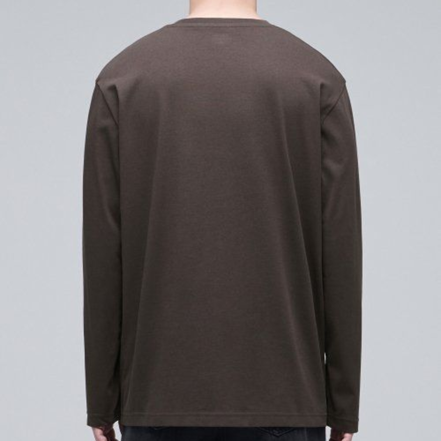[Cooltandard] Crew Neck Long Sleeve T-Shirt [Dark Brown]