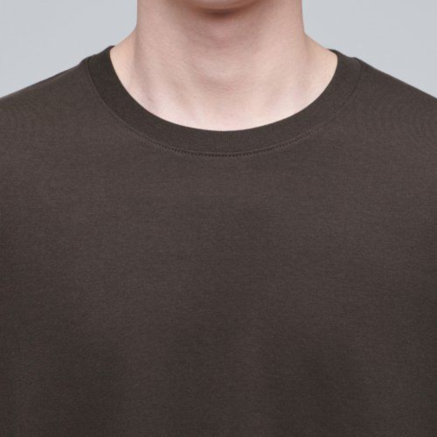[Cooltandard] Crew Neck Long Sleeve T-Shirt [Dark Brown]