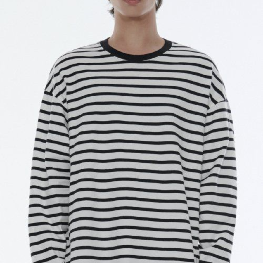 Breton Stripe Relaxed Long Sleeve T-Shirt [White/Black]