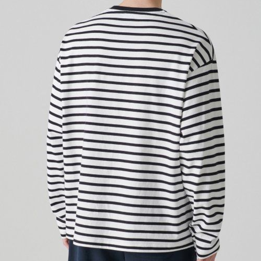 Breton Stripe Relaxed Long Sleeve T-Shirt [White/Black]