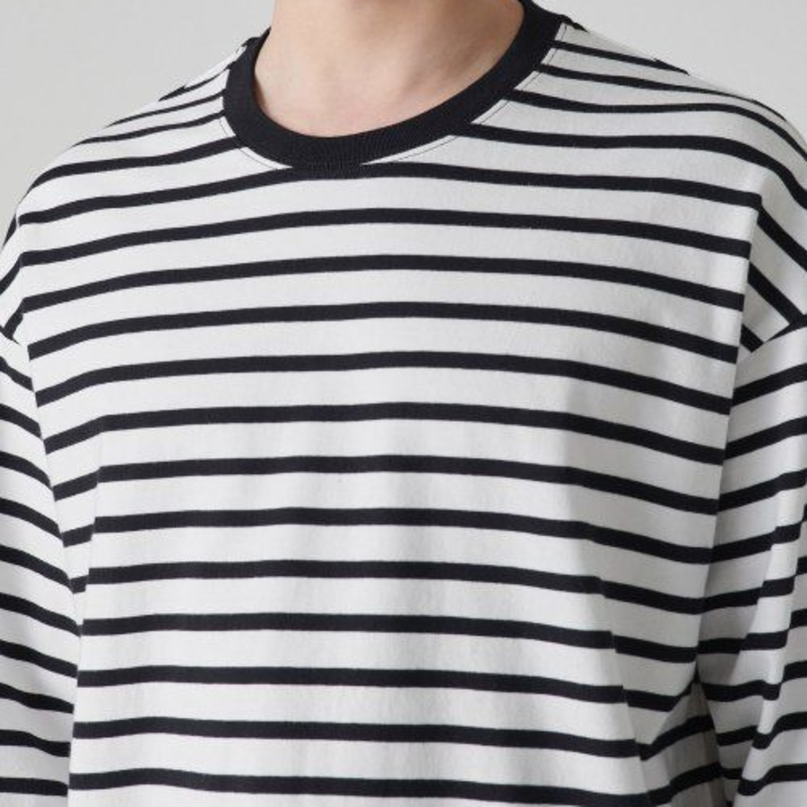 Breton Stripe Relaxed Long Sleeve T-Shirt [White/Black]