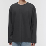 [Premium] Silket Relaxed Crew Neck Long Sleeve T-Shirt [Gunmetal]