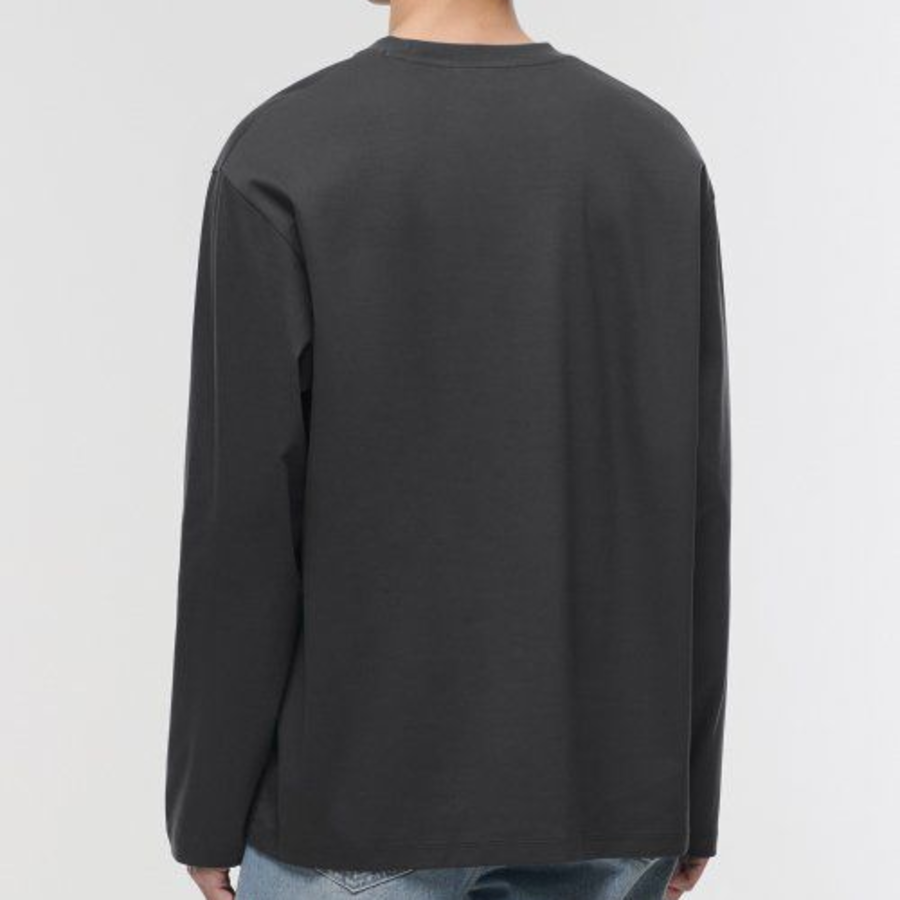 [Premium] Silket Relaxed Crew Neck Long Sleeve T-Shirt [Gunmetal]