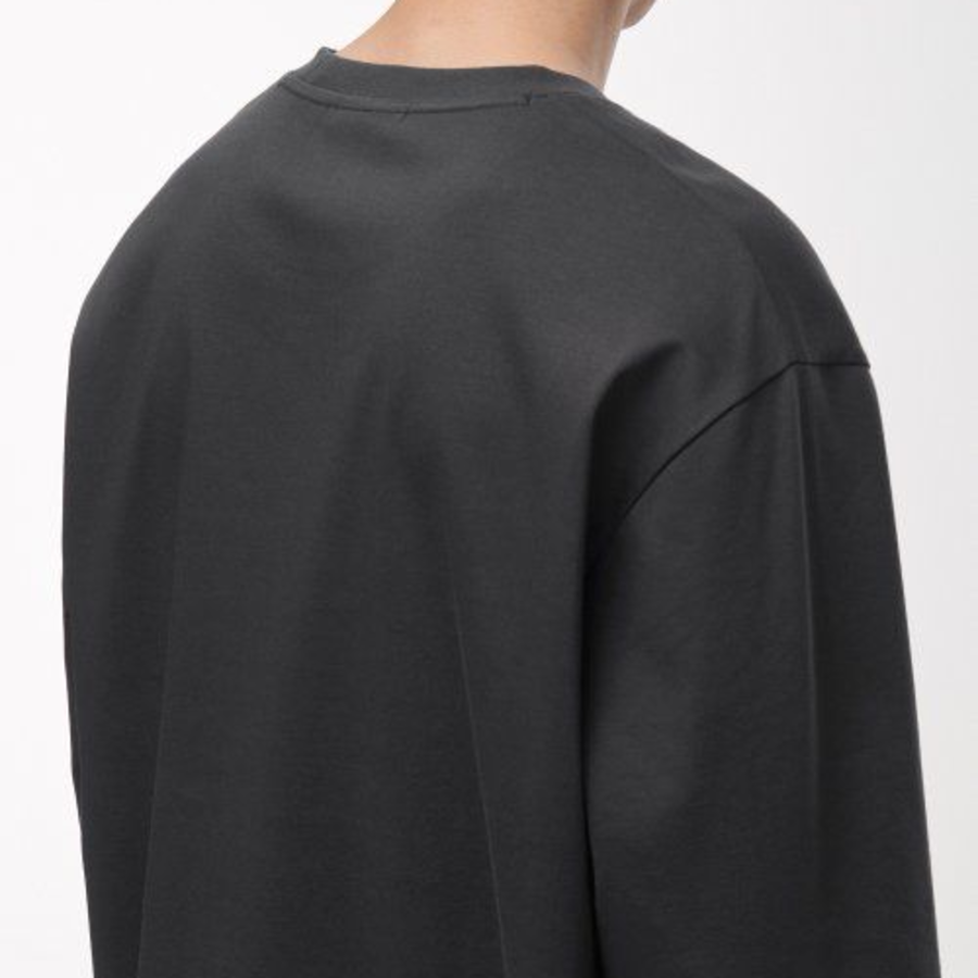 [Premium] Silket Relaxed Crew Neck Long Sleeve T-Shirt [Gunmetal]