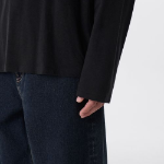 Relaxed CR Scoop Neck Long Sleeve T-Shirt [Black]