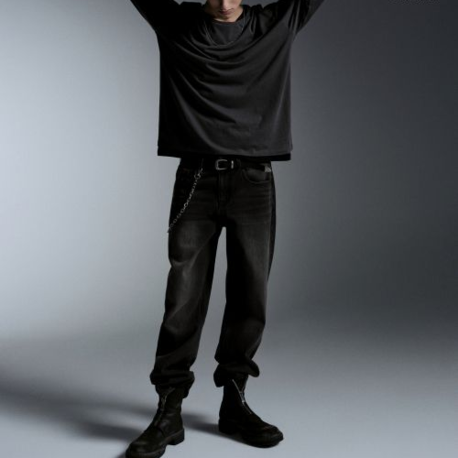 Relaxed Lightweight CR Scoop Neck Long Sleeve T-Shirt [Gunmetal]