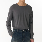 Relaxed Lightweight CR Scoop Neck Long Sleeve T-Shirt [Gunmetal]
