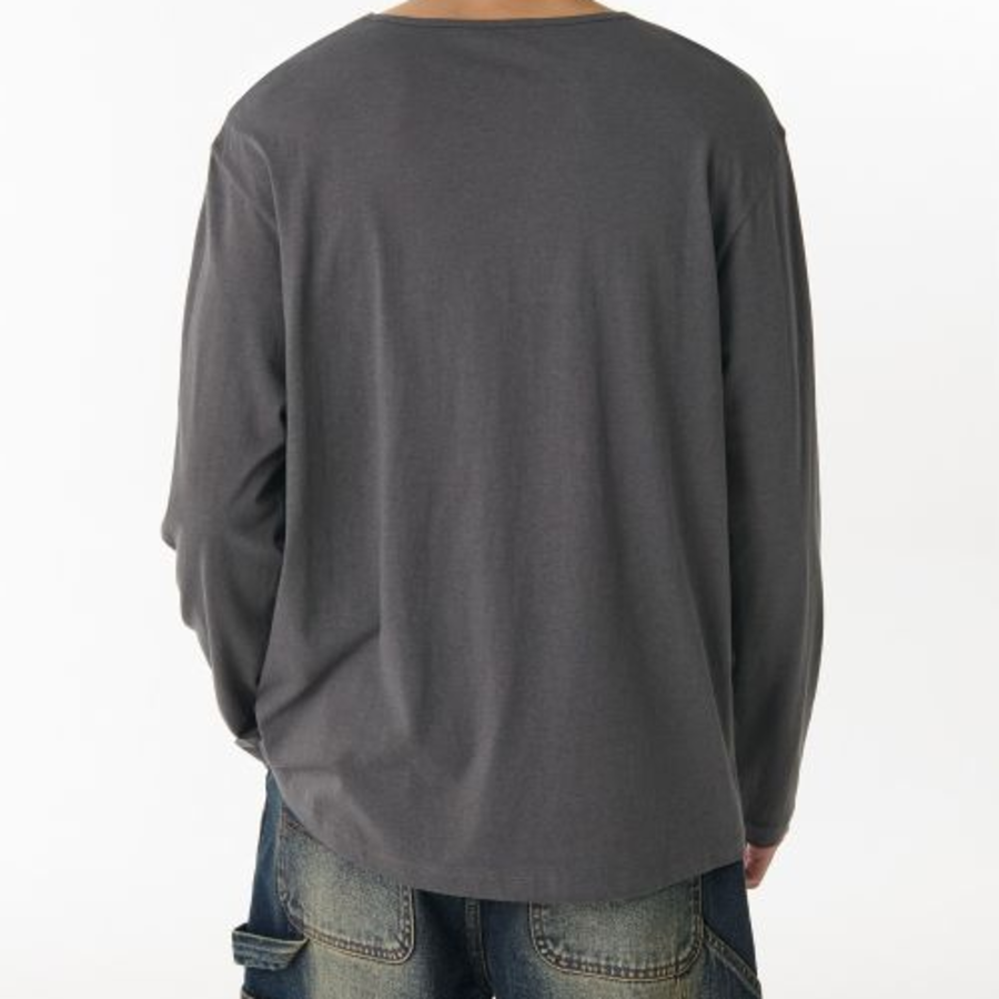 Relaxed Lightweight CR Scoop Neck Long Sleeve T-Shirt [Gunmetal]