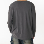 Relaxed Lightweight CR Scoop Neck Long Sleeve T-Shirt [Gunmetal]