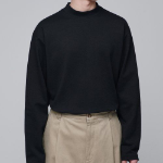 Ponte Mock Neck Long Sleeve T-Shirt [Black]