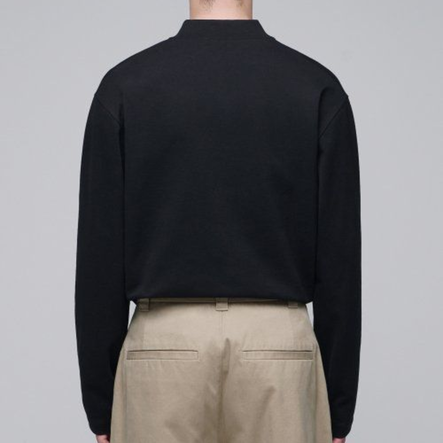Ponte Mock Neck Long Sleeve T-Shirt [Black]