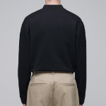 Ponte Mock Neck Long Sleeve T-Shirt [Black]