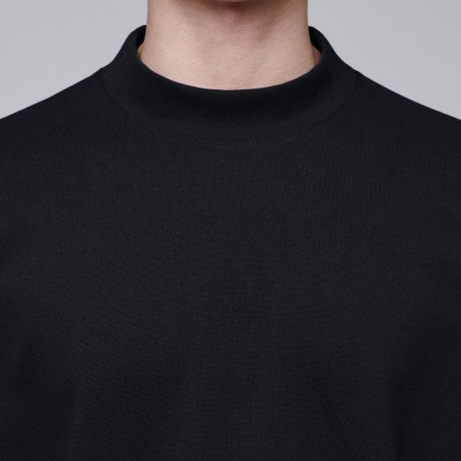 Ponte Mock Neck Long Sleeve T-Shirt [Black]