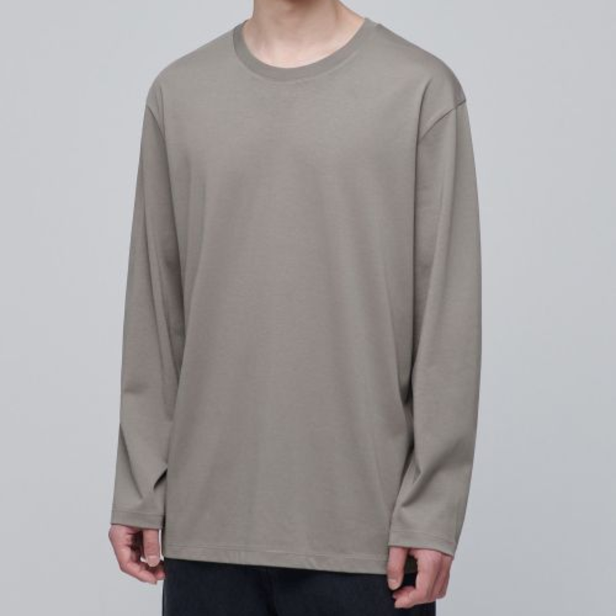 Supima Relaxed Crew Neck Long Sleeve T-Shirt [Dusty Beige]