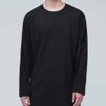 Layered Crew Neck Long Sleeve T-Shirt_Long Length [Black]