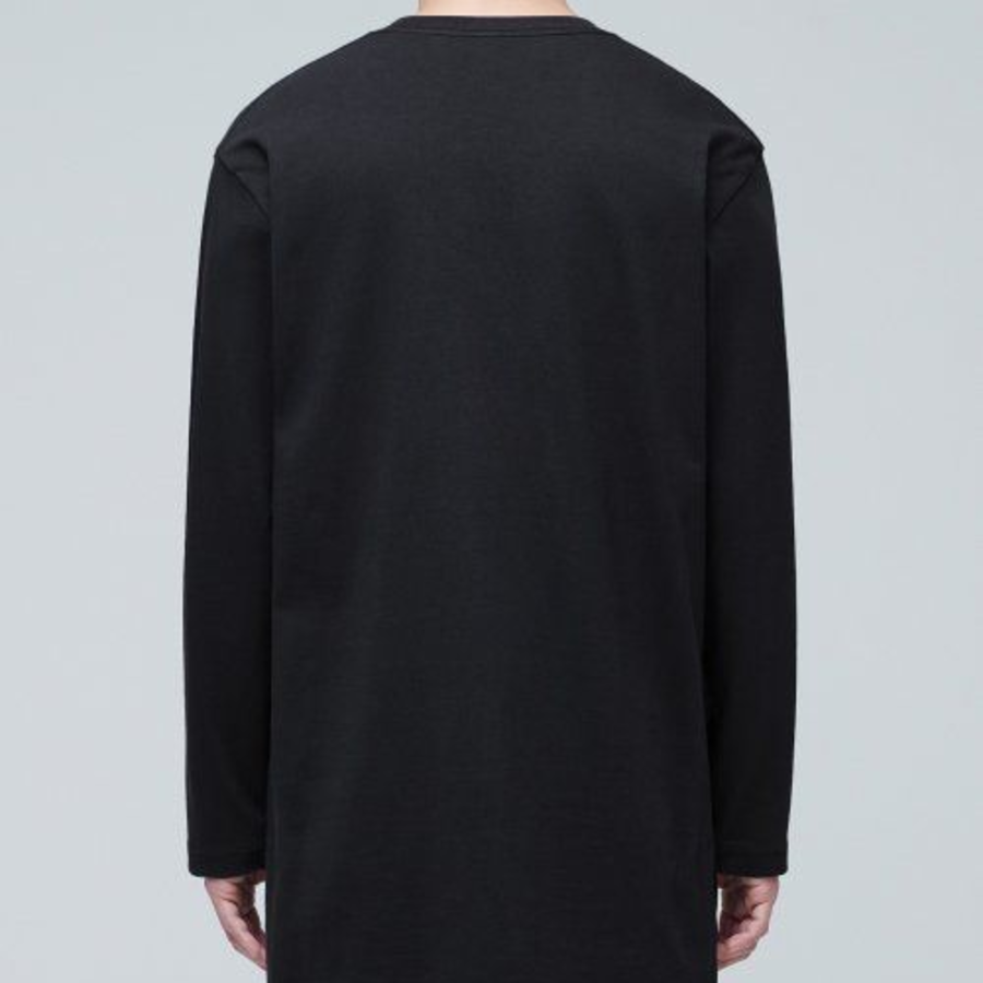 Layered Crew Neck Long Sleeve T-Shirt_Long Length [Black]