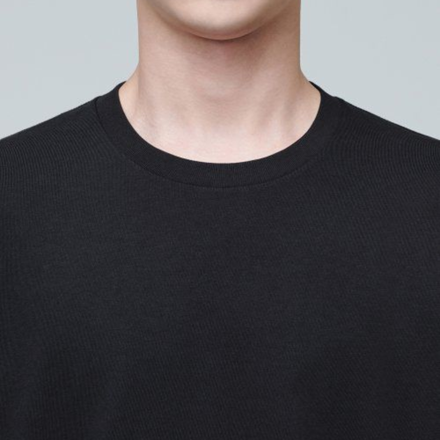 Layered Crew Neck Long Sleeve T-Shirt_Long Length [Black]