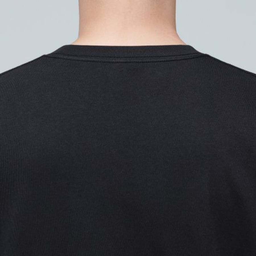 Layered Crew Neck Long Sleeve T-Shirt_Long Length [Black]