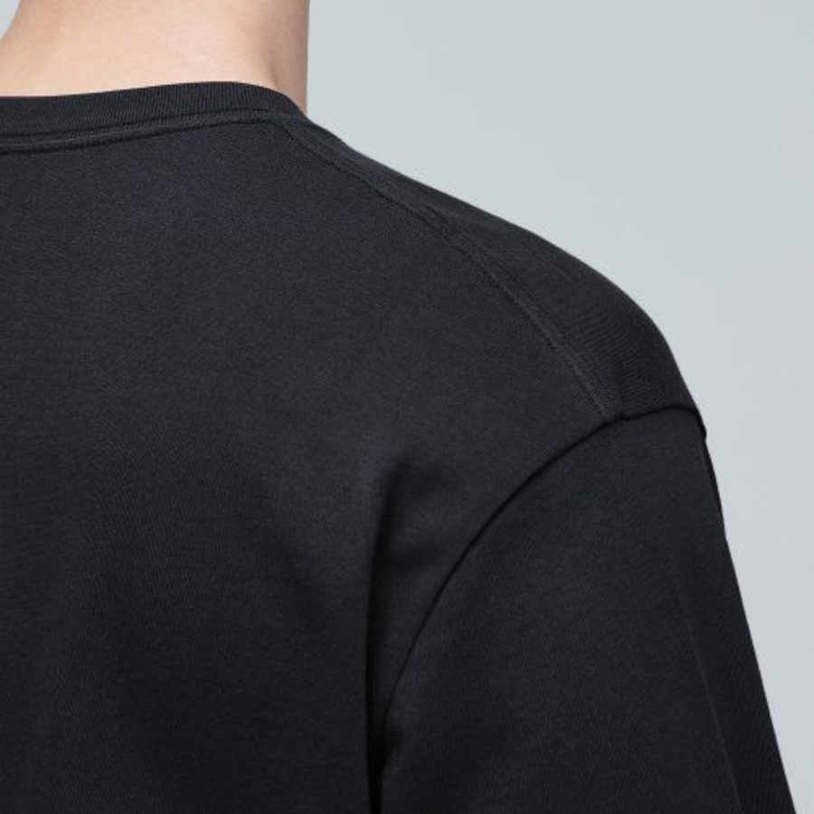 Layered Crew Neck Long Sleeve T-Shirt_Long Length [Black]
