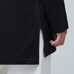 Layered Crew Neck Long Sleeve T-Shirt_Long Length [Black]