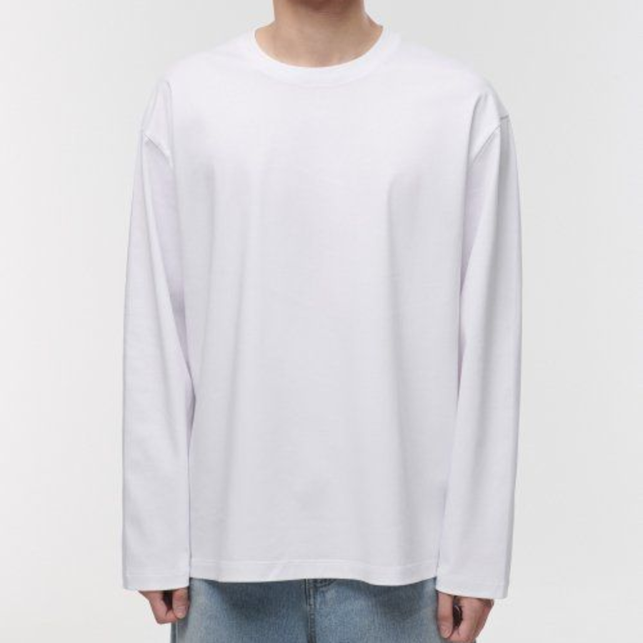 Silket Relaxed Crew Neck Long Sleeve T-Shirt [White]