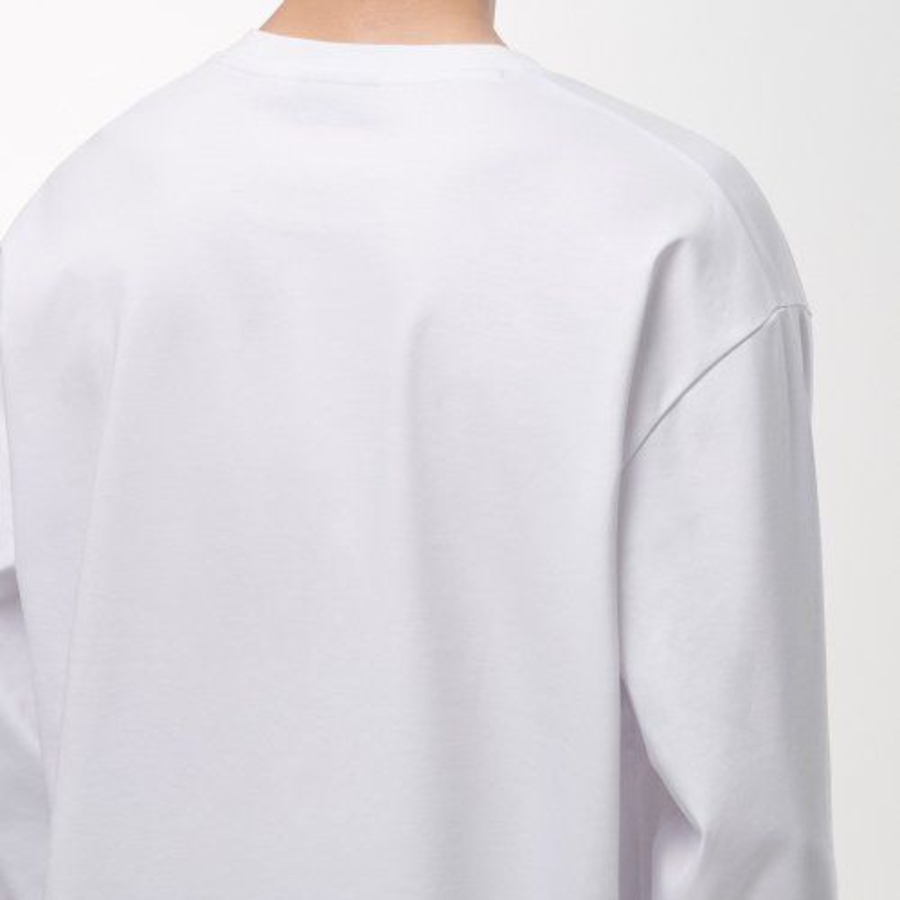Silket Relaxed Crew Neck Long Sleeve T-Shirt [White]