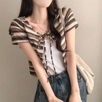 Nacho Bohemian Vintage Color Block Bolero Ribbon Cardigan