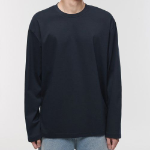 [Premium] Silket Relaxed Crew Neck Long Sleeve T-Shirt [Navy]
