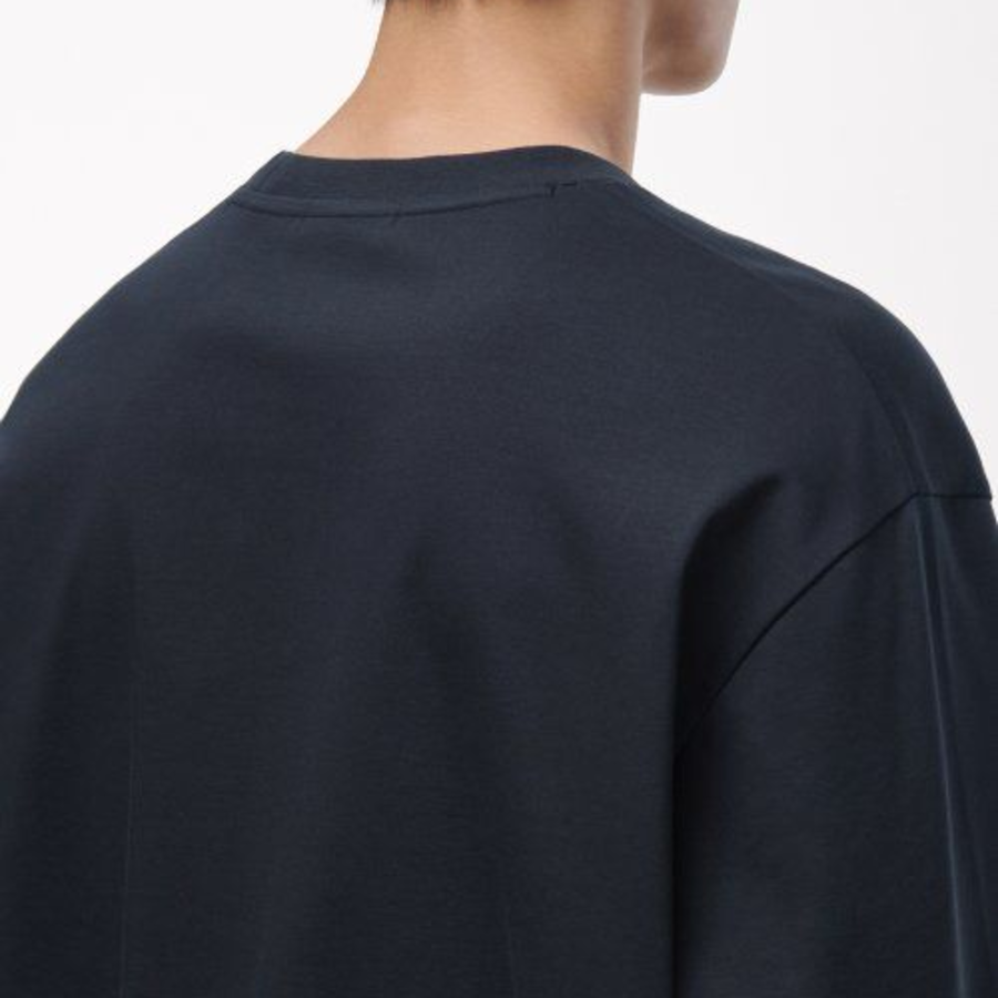 [Premium] Silket Relaxed Crew Neck Long Sleeve T-Shirt [Navy]