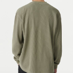Waffle Relaxed Crew Neck Long Sleeve T-Shirt [Sage]